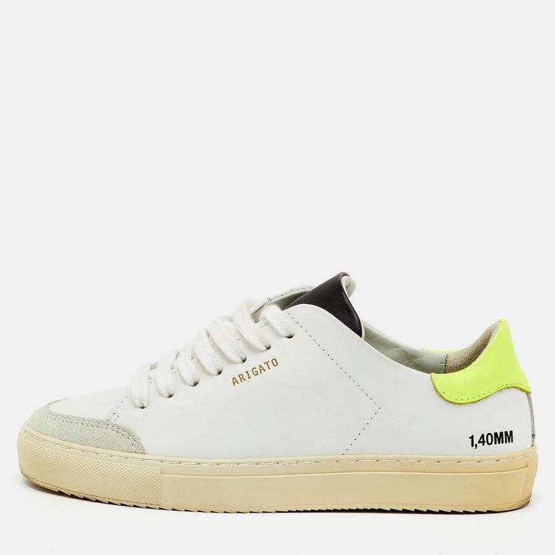 Axel Arigato White/Neon Leather Clean 90 Low Top Sneakers Size 36